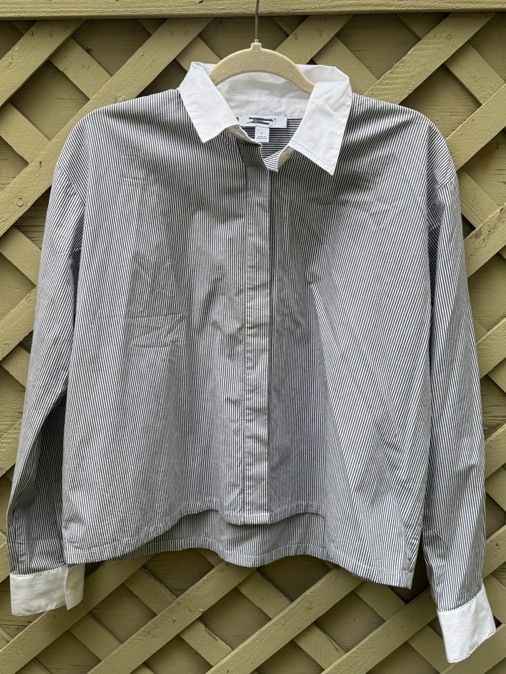 Ann Taylor Button Down Micro Striped Blouse